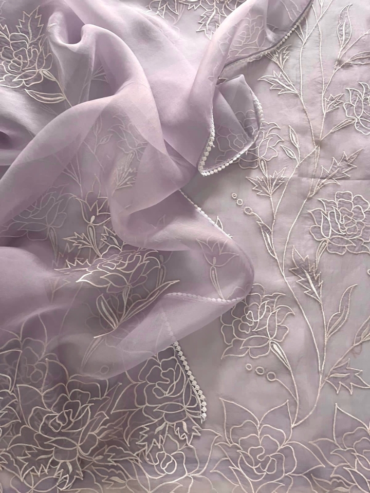  Organza Applique Work in Lavender