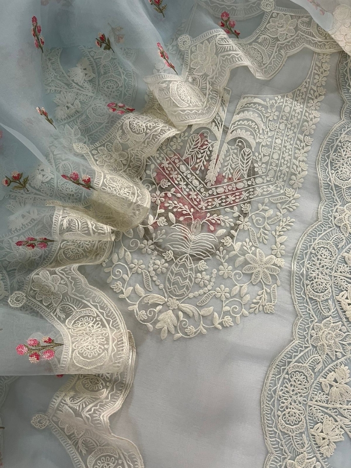 Organza Silk Set – French Thread Work