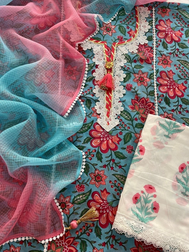 Hand Block Printed Cotton Suit Set