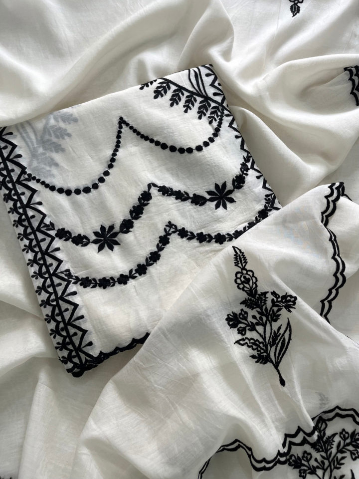 Monochrome Parsi Embroidery 