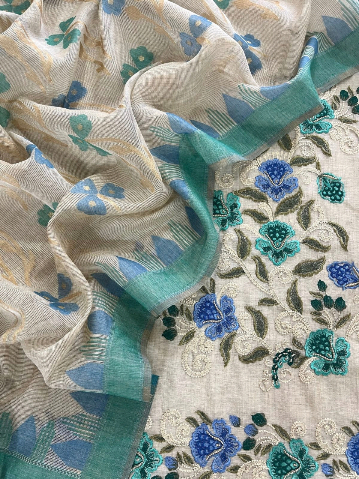 Beautiful Chanderi Jamdani Set