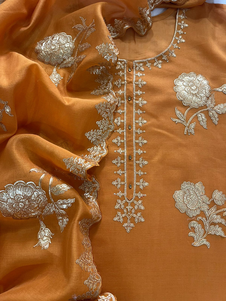 Exclusive Gold Applique Work