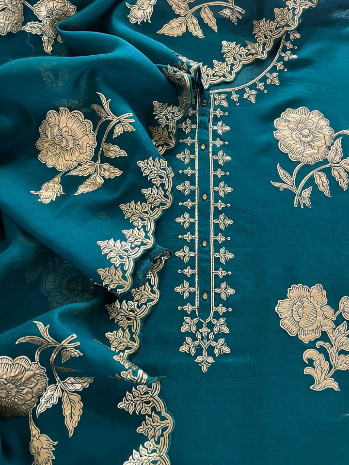Exclusive Gold Applique Work
