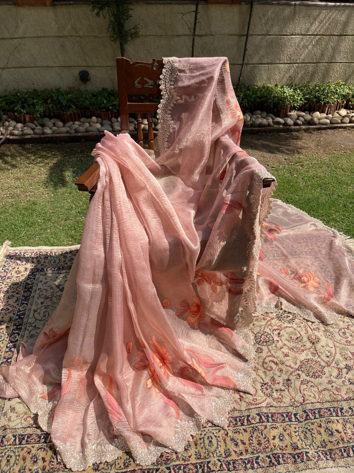 Handpainted Tissue Silk Saree