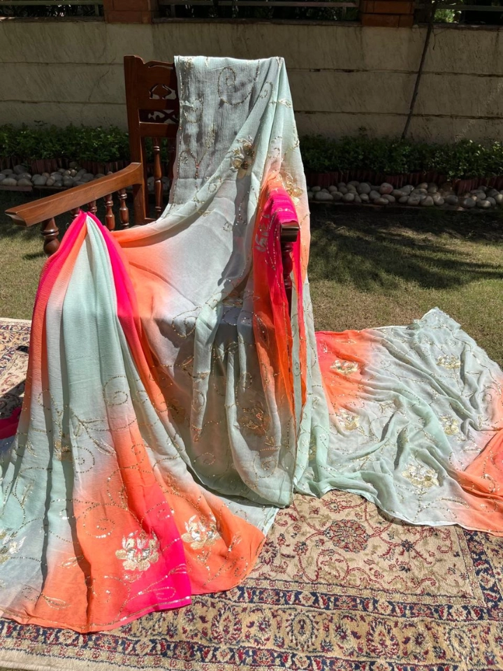 Regal Chiffon~ Handwork Saree